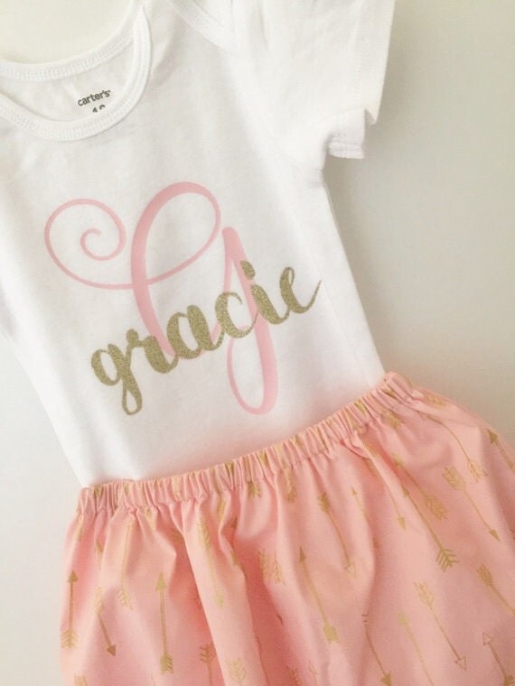 Baby Name Outfit Baby Girl Monogrammed Outfit by BabyMaeBoutique