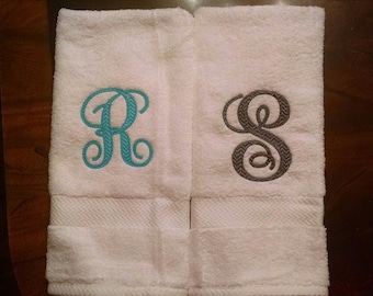 Monogrammed Hand Towel Chevron Font