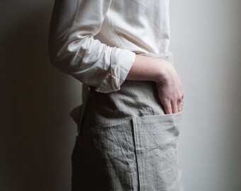 Linen Cafe Apron, Linen Apron, Half Apron, Apron