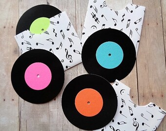 Mini Record Cards Music Note Envelopes Birthday Gift Card Place Cards