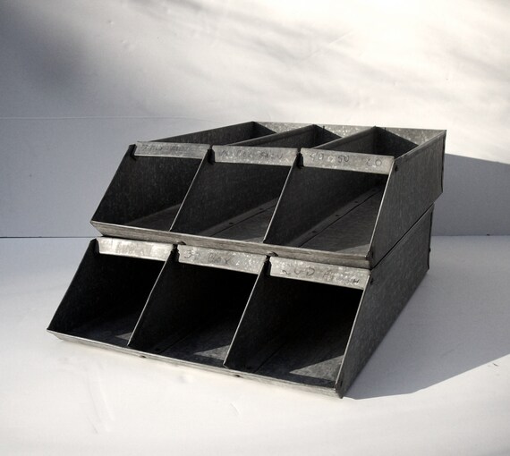 RESERVED Vintage Industrial Divided Galvanized Trays