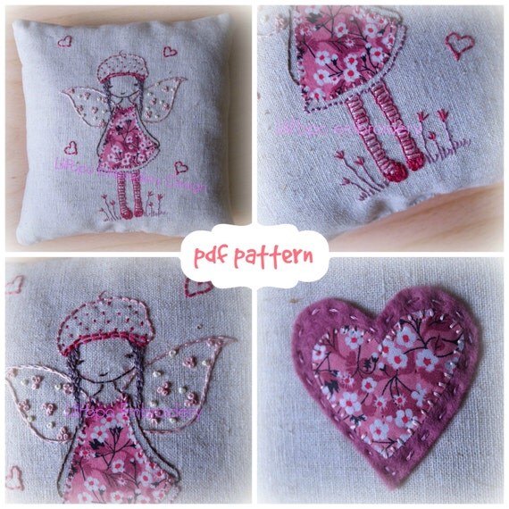 fairy cushion embroidery pattern and cushion tutorial