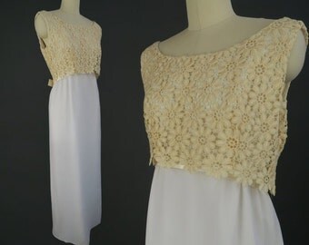 1960s Empire Waist Wedding Dress / Vintage Column Dress