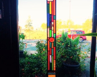 Colorful stained glass panel gift art glass stained glass window suncatcher window treatment