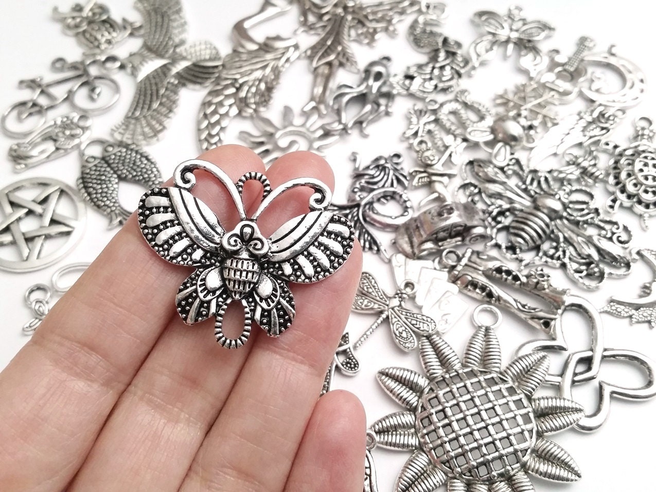 Bulk Zipper Pull Charm Assortment Silver Pendant Collection