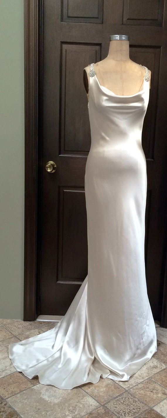 silk sheath wedding gown