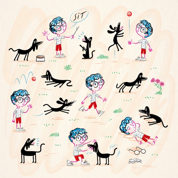 A Boy and His Dog - limited edition art print by Oliver Lake - iOTA iLLUSTRATiON