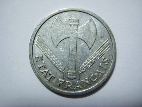 1943 France WWII French Aluminum Coin 1 Franc By StarPower99