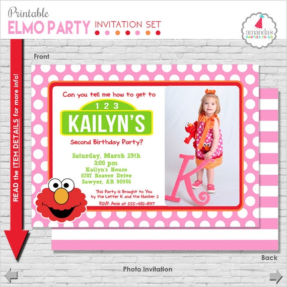 Elmo Invitation Elmo Birthday Invitation Girl Elmo Party