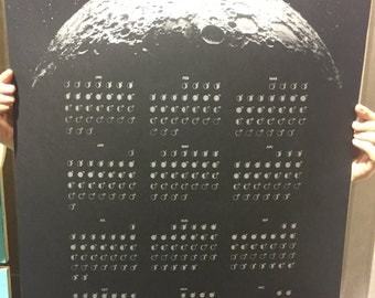 SALE Modern 2017 Lunar Phases Calendar Moon Phases Calendar Poster