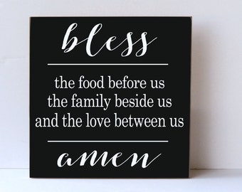 Farmhouse Wood Sign, Kitchen Wall Art, Farmhouse Rustic Style, Bless Food, Kitchen Prayer, Rustic Wood Sign, Kitchen Wood Sign, Dining Room
