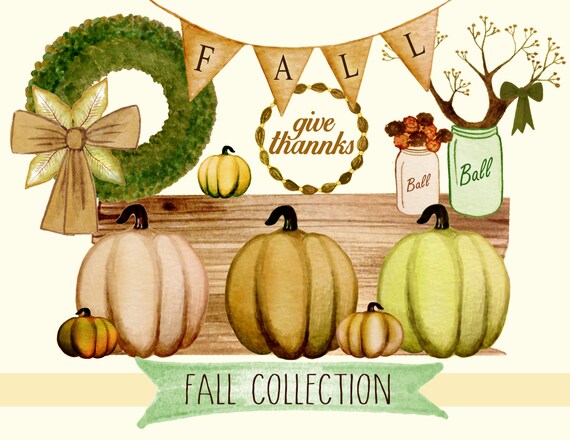 Fall clipart thanksgiving clipart watercolor fall clipart