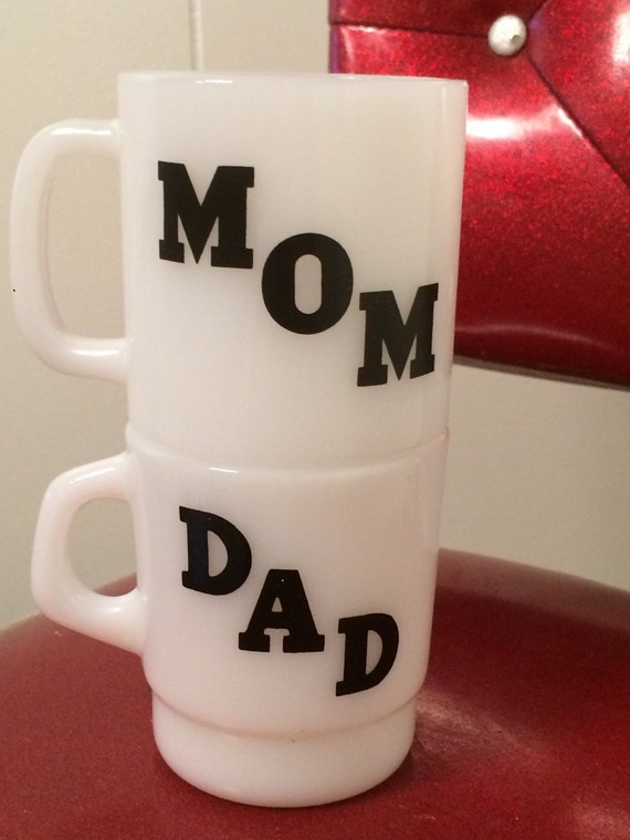 Mom And Dad Milk Glass Mug. Coffee Or Tea Mugs Gift Mug Dear