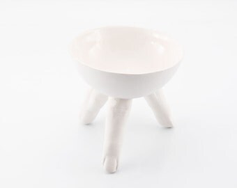 Oil Burner, Porcelain Bowl with Fingers, Aromatherapy Bowl, Surrealistic Bowl, Quirky Bowl