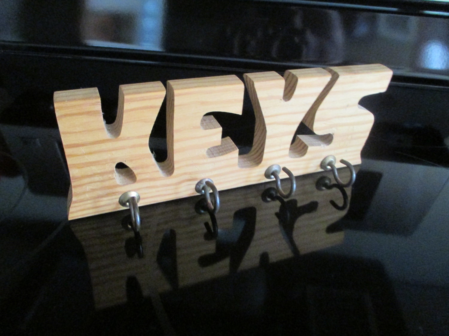 Vintage Wood Key Wall Hanger With 4 large hooks Haute Juice