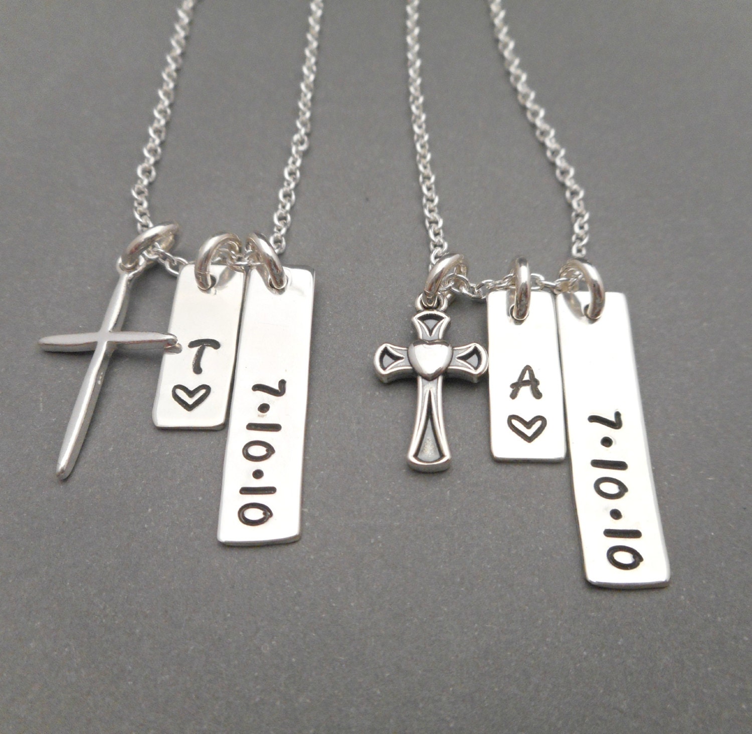 Personalized Couples Necklace Set Anniversary Gift Hand