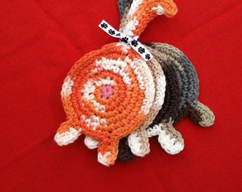 Choose your set! Crochet Cotton Cat Butt Coasters Cat Lady Humor kitty clowder many colors gray black white orange brown