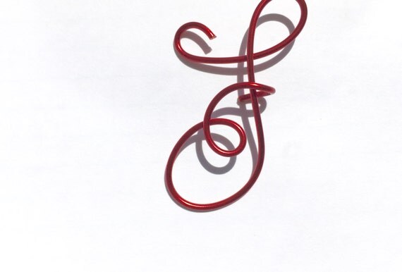 Letter F Cursive Capital F Red wire Lilyb444 Etsy