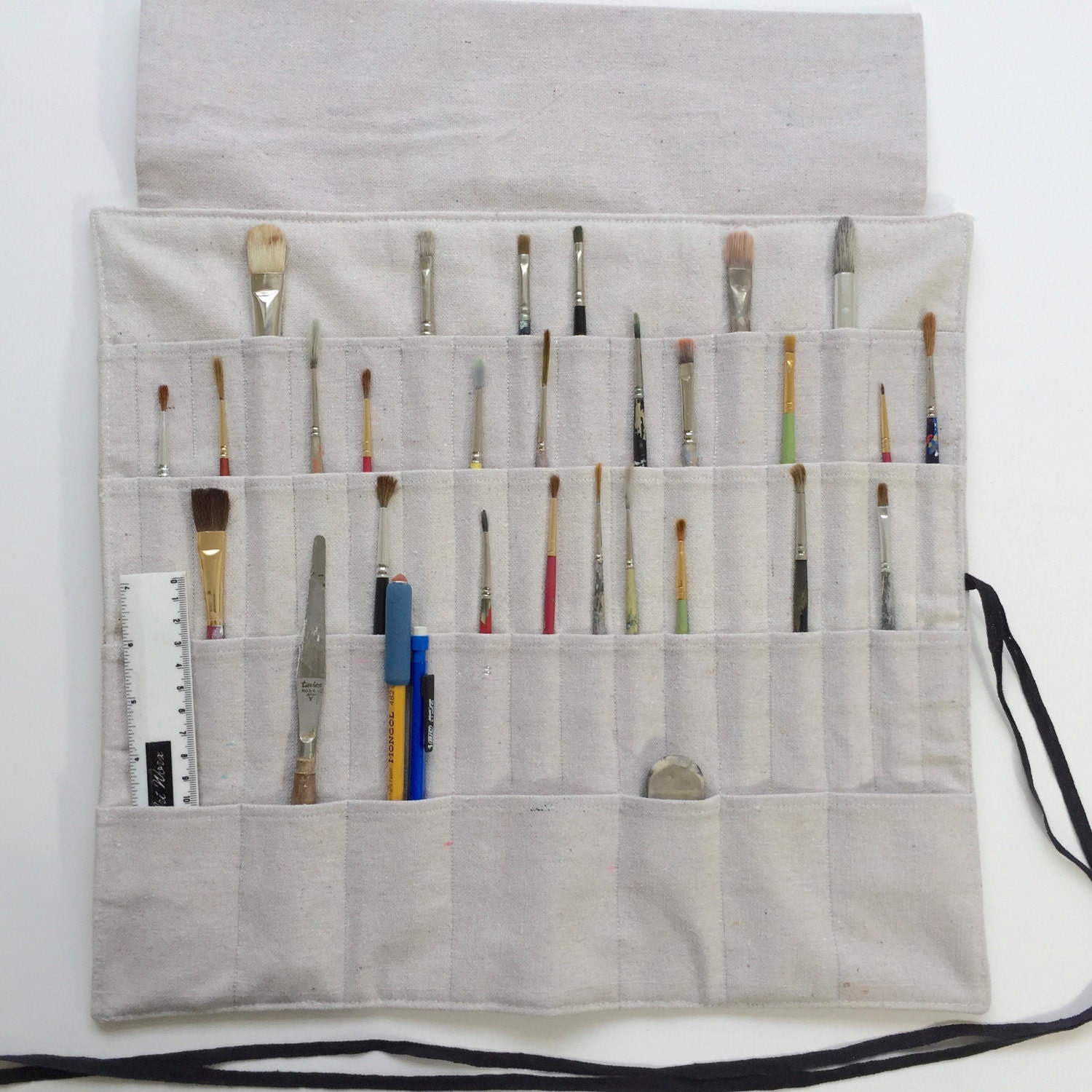 Customizable Artist's Brush Case with Monogram in Heavy Weight Natural