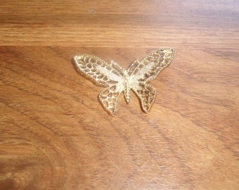 vintage pin brooch goldtone filigree butterfly