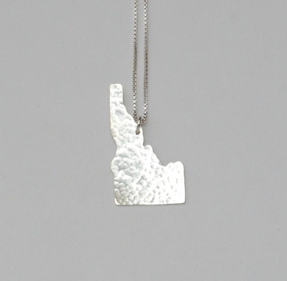 Idaho Necklace. Custom Silver State Shaped Charm. Jewelry For