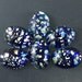 6 blue Opal GLASS cabs - 13X18mm harlequin cab - oval cabochon - vintage opal blue cab No.001