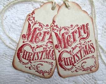 Merry Christmas Tags Vintage Look