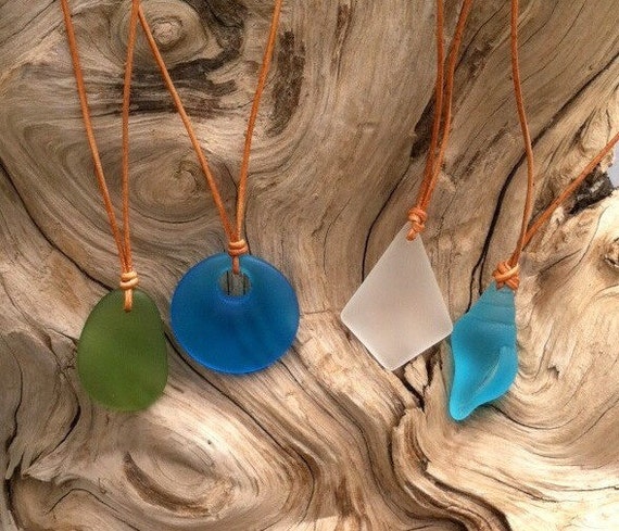 Items similar to Sea Glass and Leather Necklace: Your Choice on Etsy
