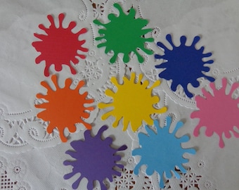 60 Rainbow Art Party Paint Splatter Table Confetti - 2 inch - Gift Tags - Party Favors - Cardmaking Supplies - Invitations - Rainbow