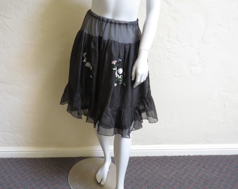 Darling Vintage 50s Embroidered Chiffon Petticoat Skirt