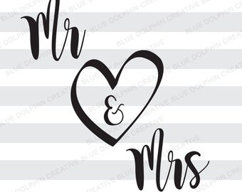 Mr & Mrs SVG, pdf, png digital electronic cutter files / Cricut Design Space / wedding svg / diy viny letters / diy htv file / die cuts