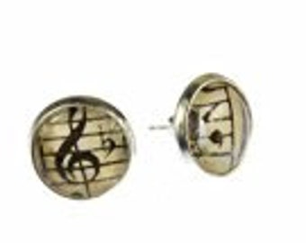 Items similar to Treble Clef Notes Earrings with sheet music graphic ...