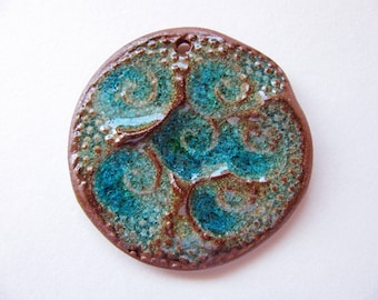 Swirly Sea Pendant Brown Stoneware Clay