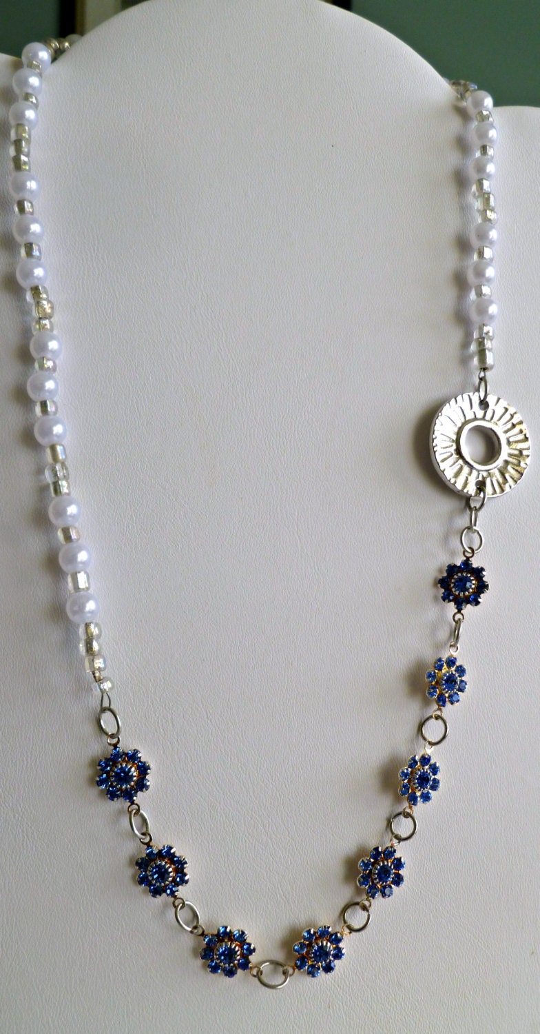 Asymmetrical beaded necklace featuring royal by TheBeckoningCat