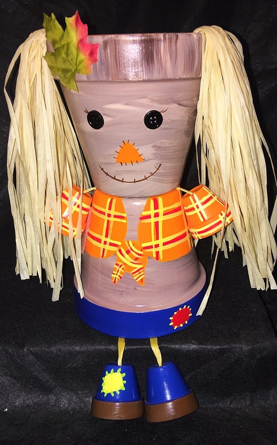 Scarecrow Girl SALE Clay Pot People Planters Flower Pot