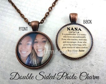 Nana Necklace - Personalzied Picture Charm - Custom Photo Double Sided Nana Necklace OR Keychain- Nana Dictionary Definition - Mothers Day