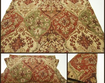Upholstery Fabric- Remnant Fabric- pc w24.5inx24.5in L- Polyester Upholstery Fabric- Red-Olive-Straw