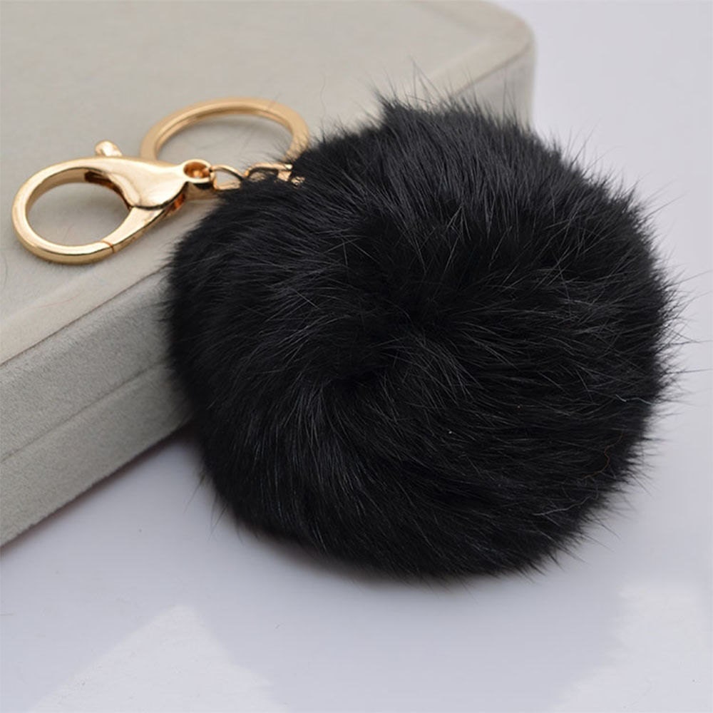 Fluffy keyring Fluffy key ring key chain Fluff Ball