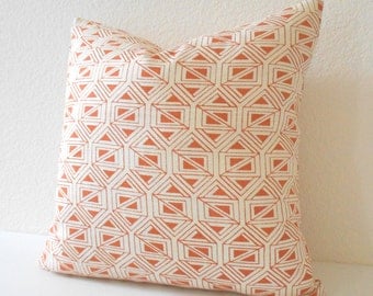 Orange coral geometric triangles decorative pillow cover