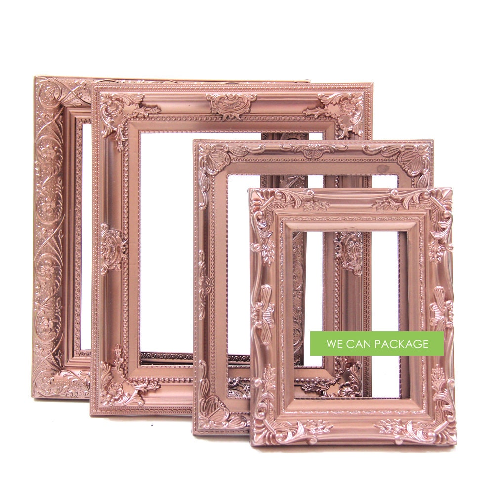 ROSE GOLD Picture Frames Set of 4 Wedding Frames & Shabby