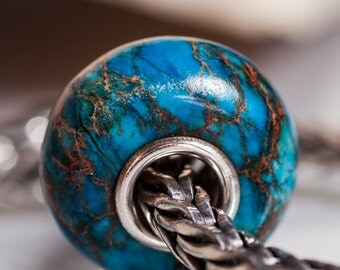 Gemstone Spider web Sterling silver bead fits all european charm bracelets