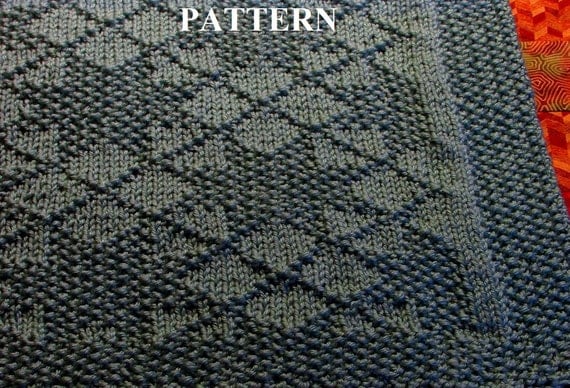 Knit Baby Blanket Pattern, Knitting Pattern, Worsted Weight, Knit Purl Stitch...