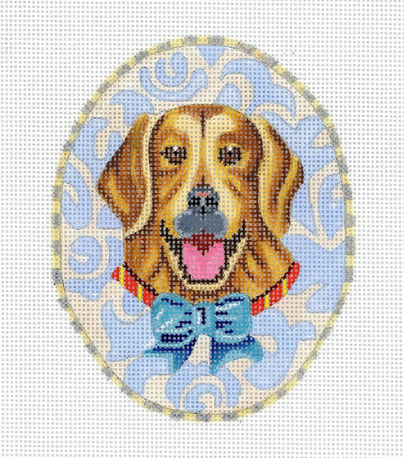 Needlepoint Handpainted Dog Canvas Small by ADragonsTaleDirect