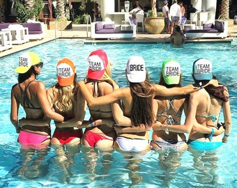 Team Bride Adult Mesh Trucker Hat Cap Snapback Bachelorette Party Girls Weekend Beach