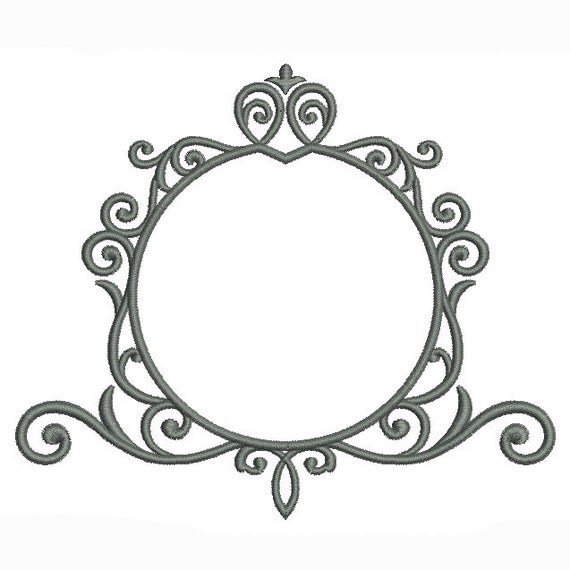 Embroidery design machine Round frame vintage scroll instant