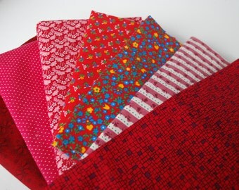 Fabric Scraps 1 pound Assortment Home Decor Cotton Fabric Mix Red
