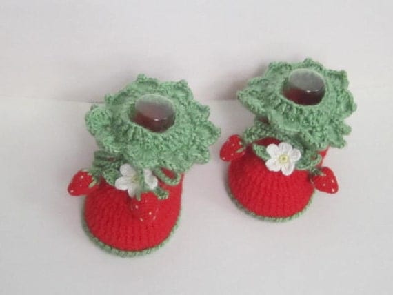 Red Baby Booties Crochet Strawberry Baby Booties by ...