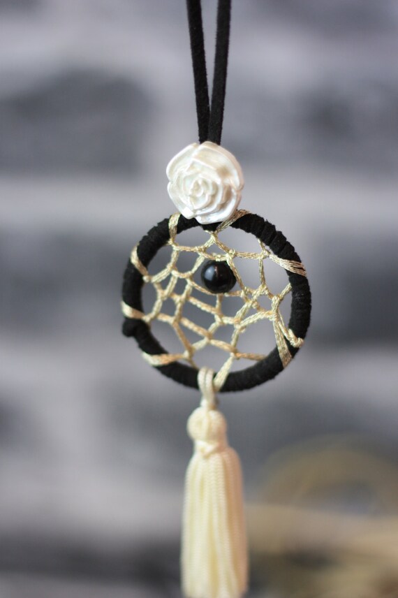 MONOCHROME DREAMCATCHER NECKLACE-Statement Necklace-Dreamcatcher- Bohemian- Boho chic- Festival necklace- Bespoke Jewelry- Festival- Vintage