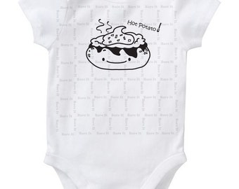 Hot Potato Cute Funny Humor Baby Onesie/Creeper/Bodysuit Inspired By Children's Game Size 3, 6, 12, 18, 24 Months Color White