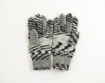 Knitted Men's Gloves - Gray, Size Large